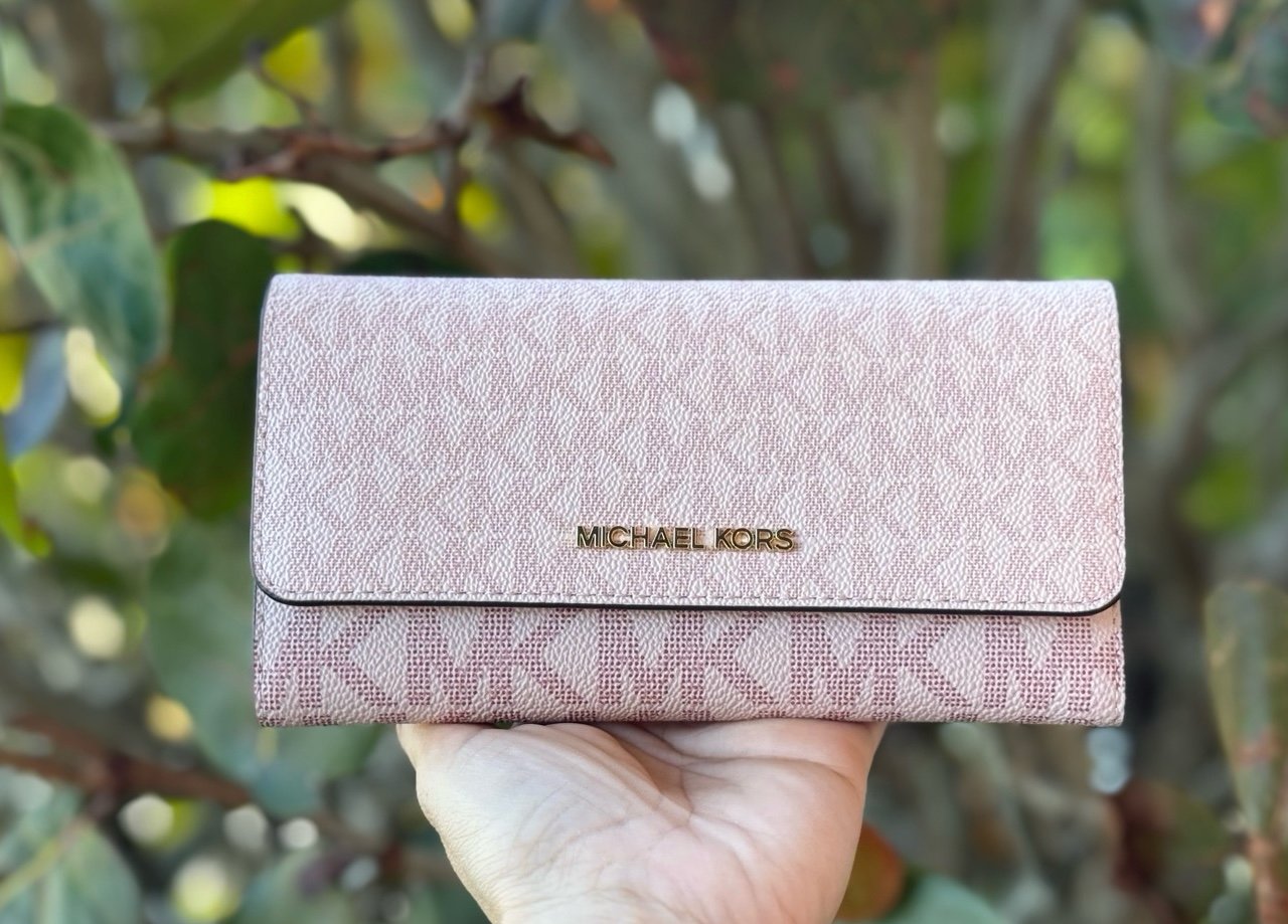 Michael Kors Jet Set Travel LG Trifold Wallet MK Pink Multi