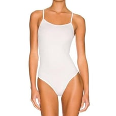 Commando Women’s Studio Rib Bodysuit Size S/M White Spaghetti Strap Thong