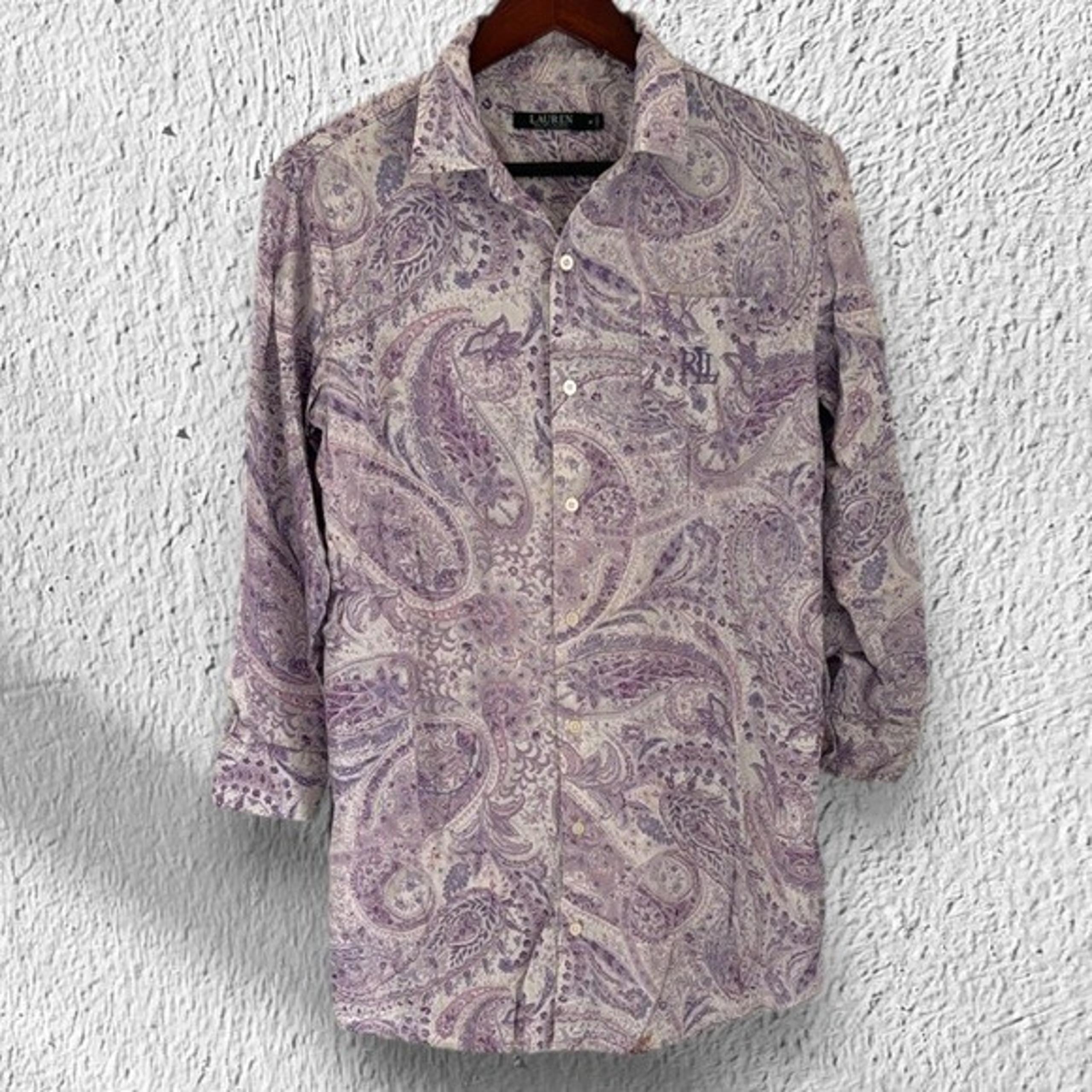 Lauren Ralph Lauren Sleep Shirt Womens Medium Paisley Cotton Blend Pajamas