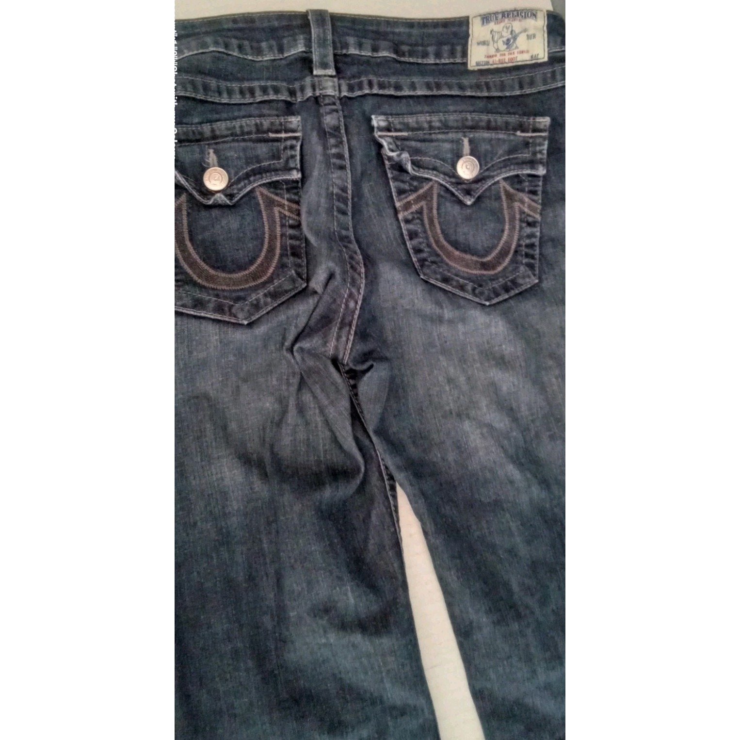 True Religion Jeans Bootcut Dark Wash Embellished Pockets Denim Size?