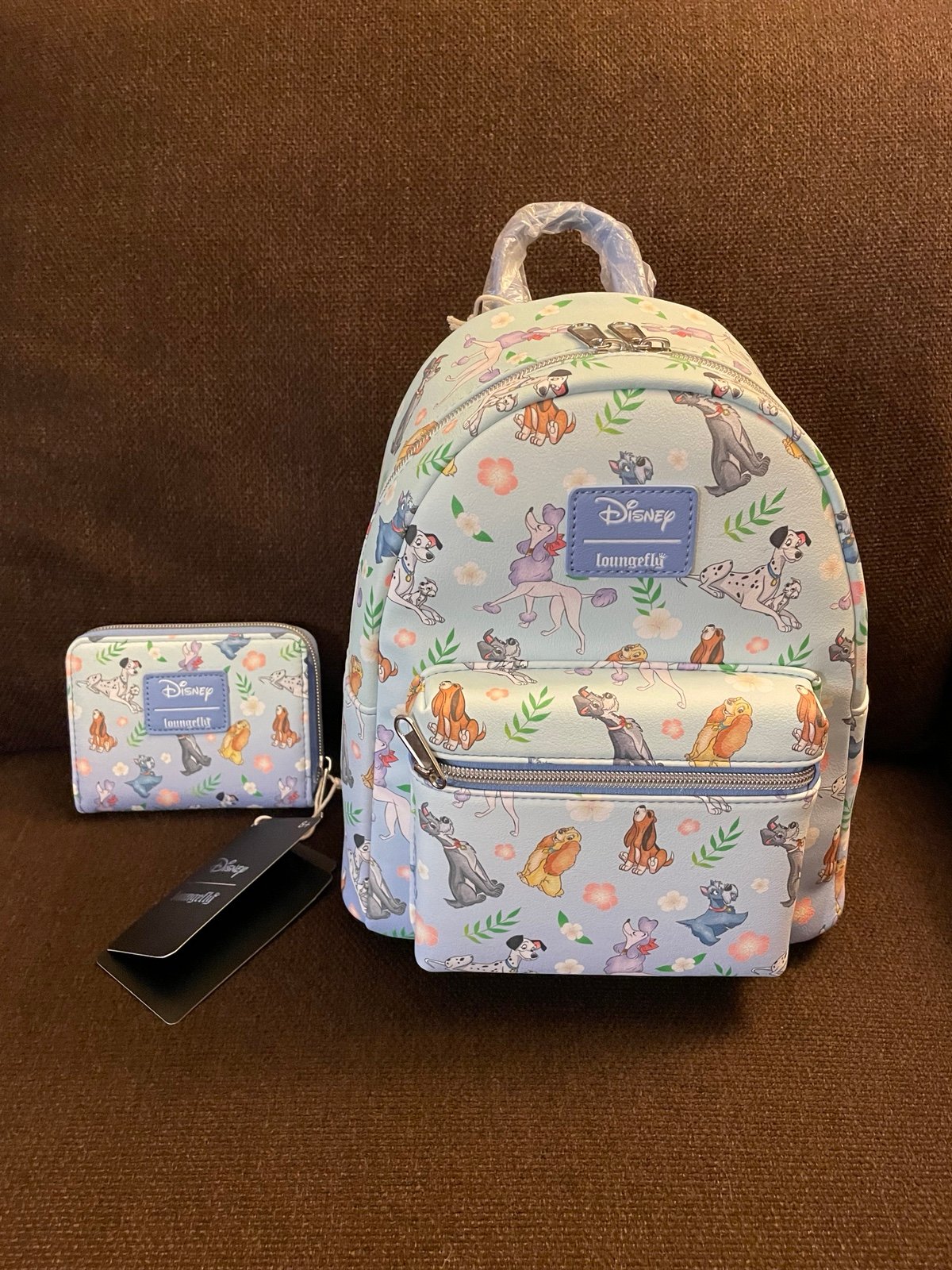 Loungefly Disney Dogs Mini Backpack with Matching Wallet. Blue