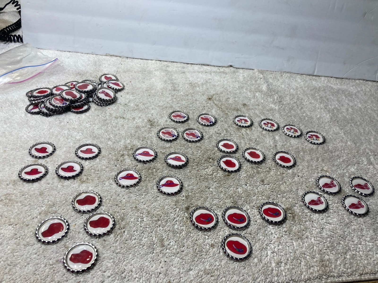 Lot Of 72 Red Hat Society Bottle Caps B11