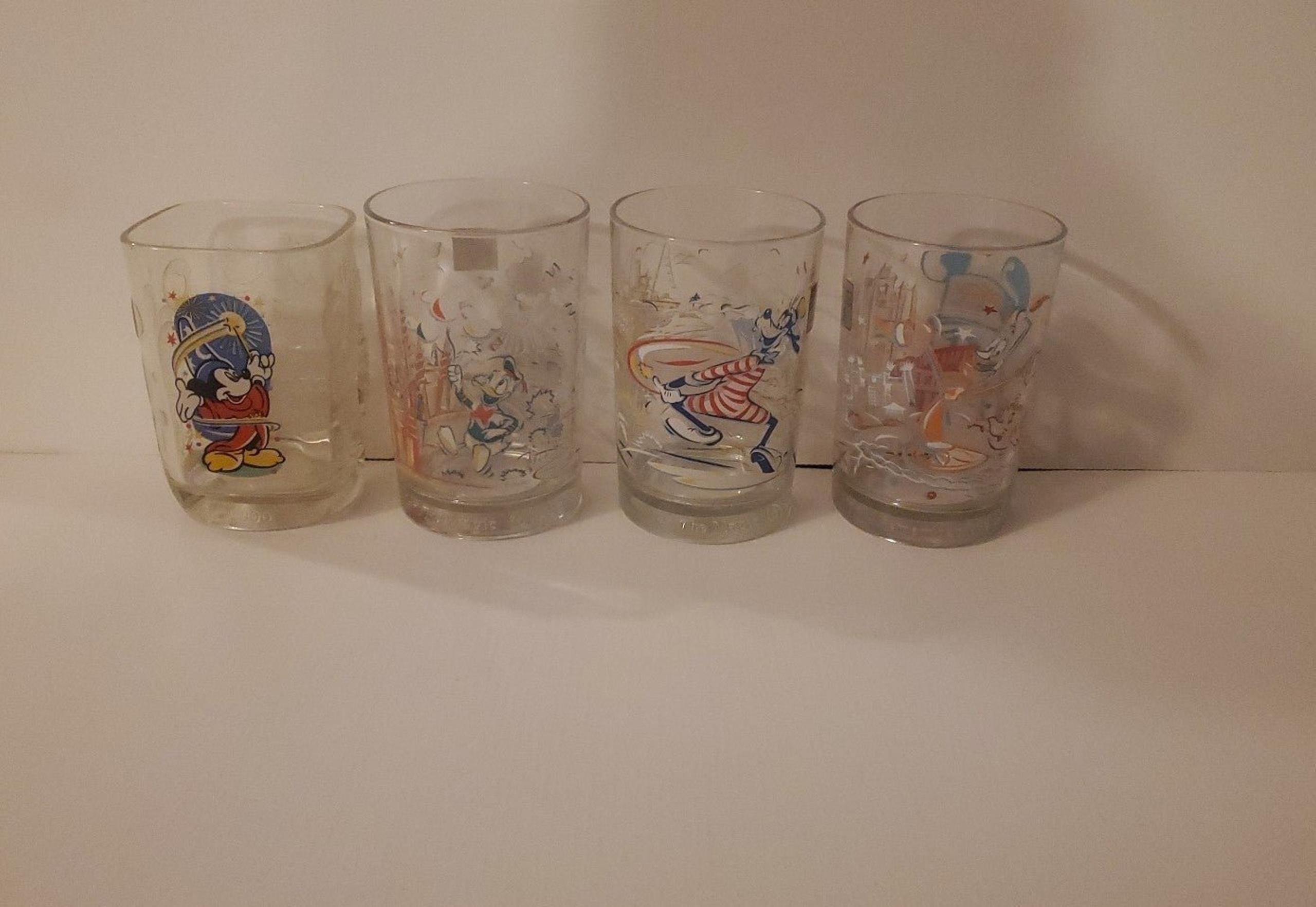 4 Vintage Disney McDonald's Glasses Gift Set Collection Lot Antique Collectible