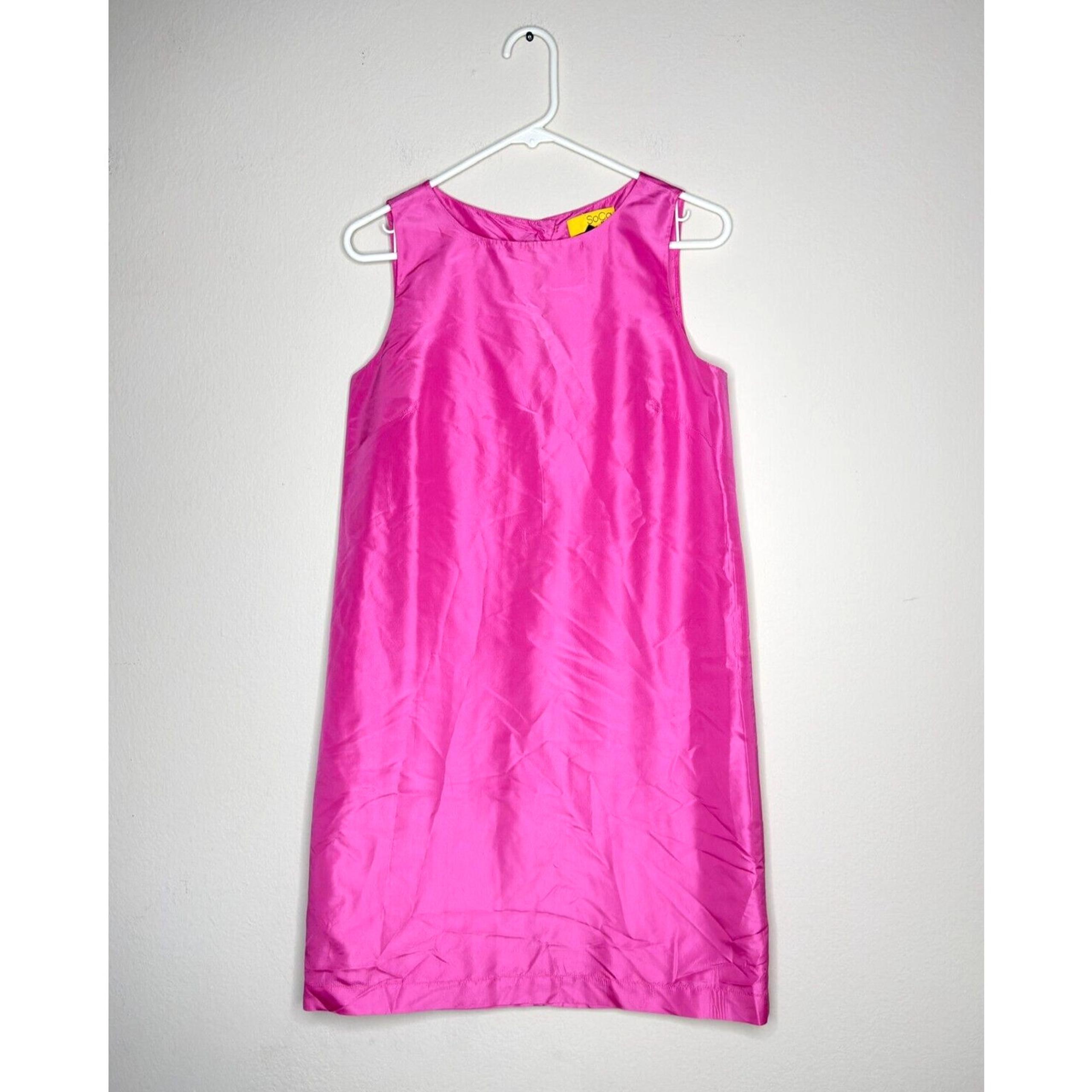 St. John Soca 100 Silk Pink Dress Shift Sleeveless Straight Sheath Dress Lined 2