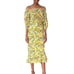 Saloni Grace Floral Off the Shoulder Yellow Midi Dress NWOT Size 6