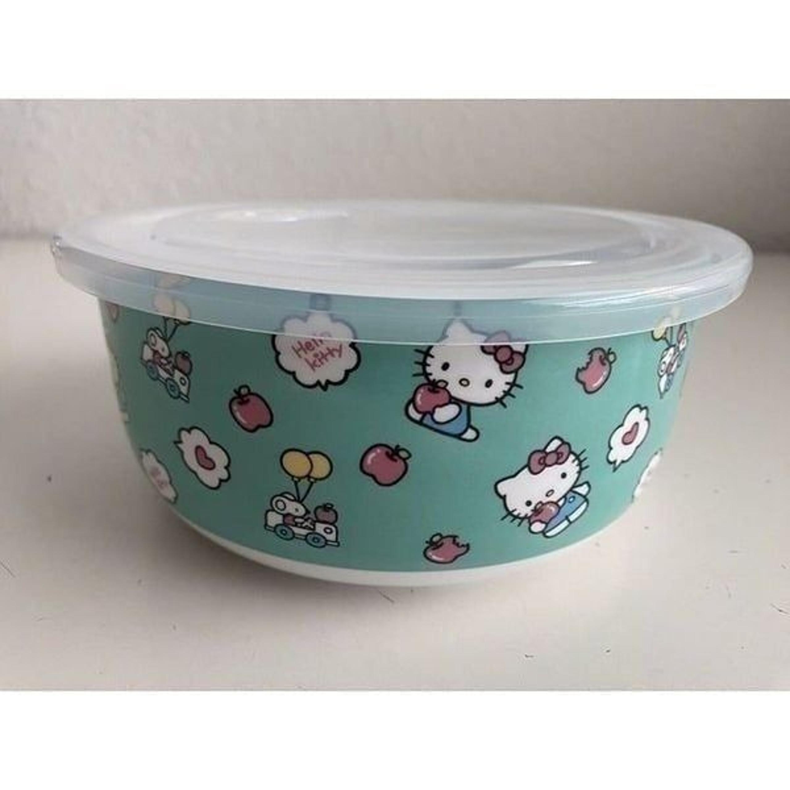 Sanrio Hello Kitty LARGE Ceramic Food Storage Bowl Pressure Lid Pastel Container