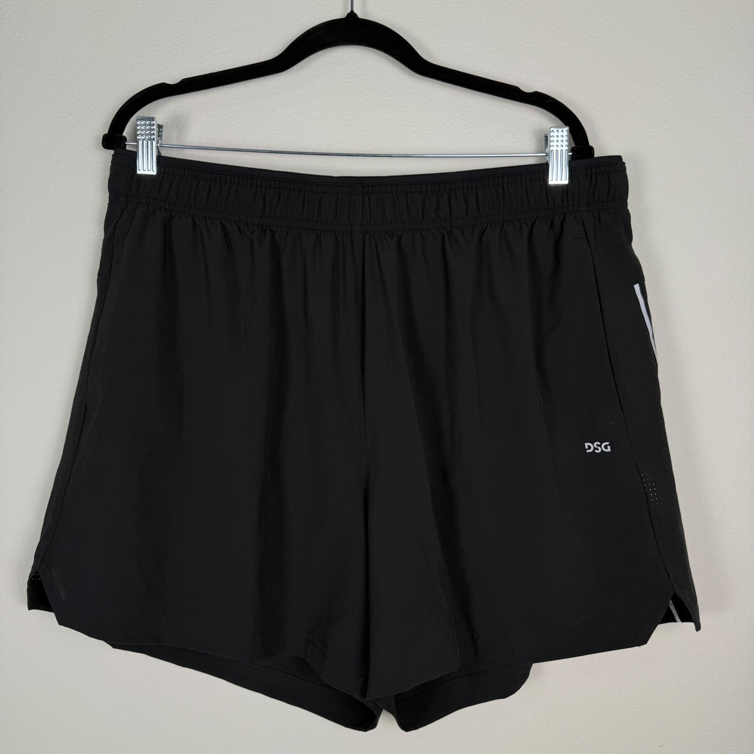 DSG Stride Run Shorts - 5" Inseam, Athletic Fit, Built-In Brief - Black Mens XL