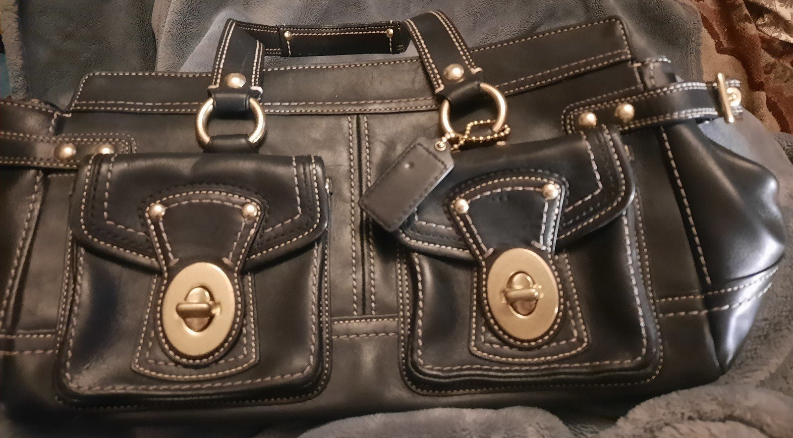 COACH Legacy Satchel Hand Bag Suede Pocket 65th F/S Used