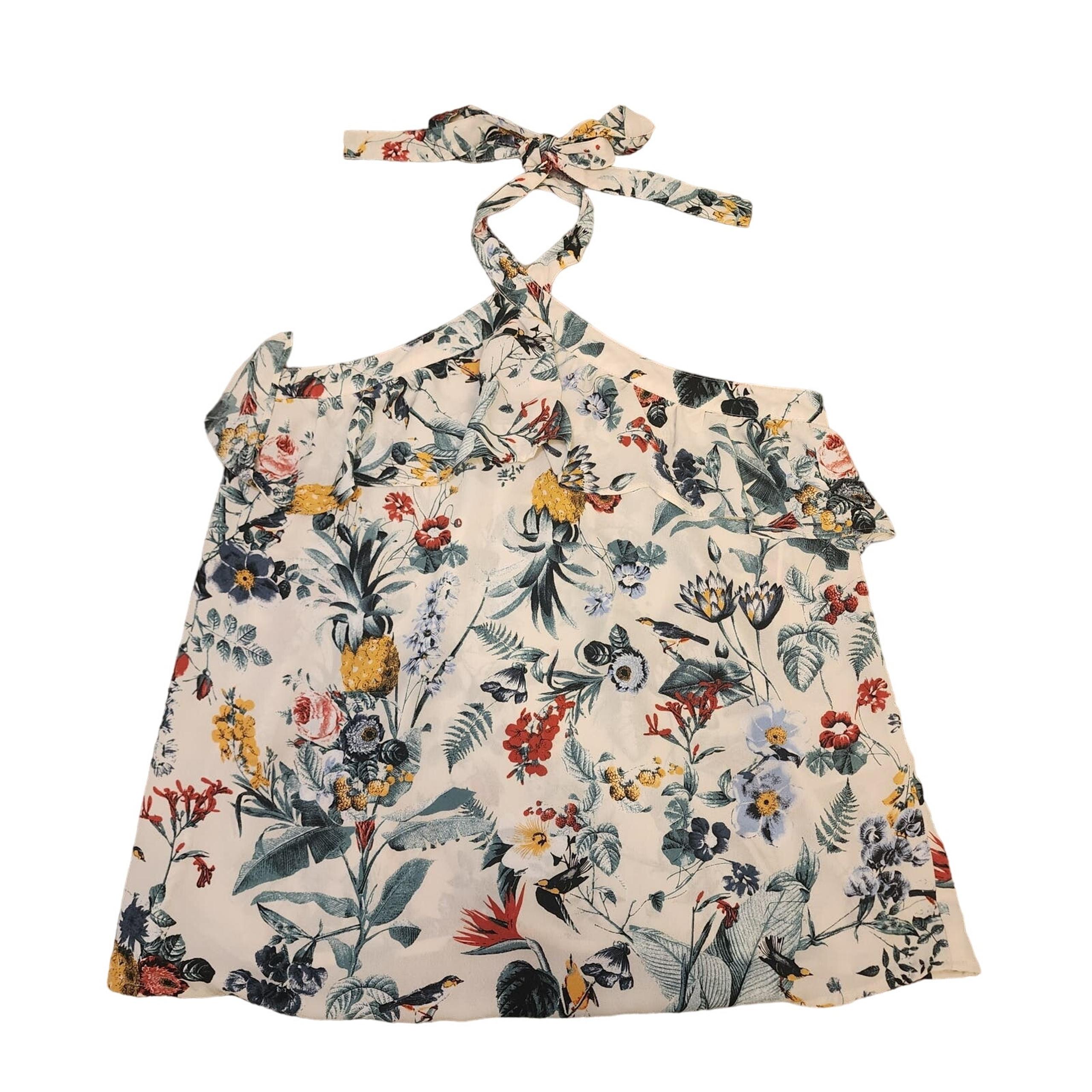 Banana Republic | Womens Ruffle Tropical Floral Halter Top Medium