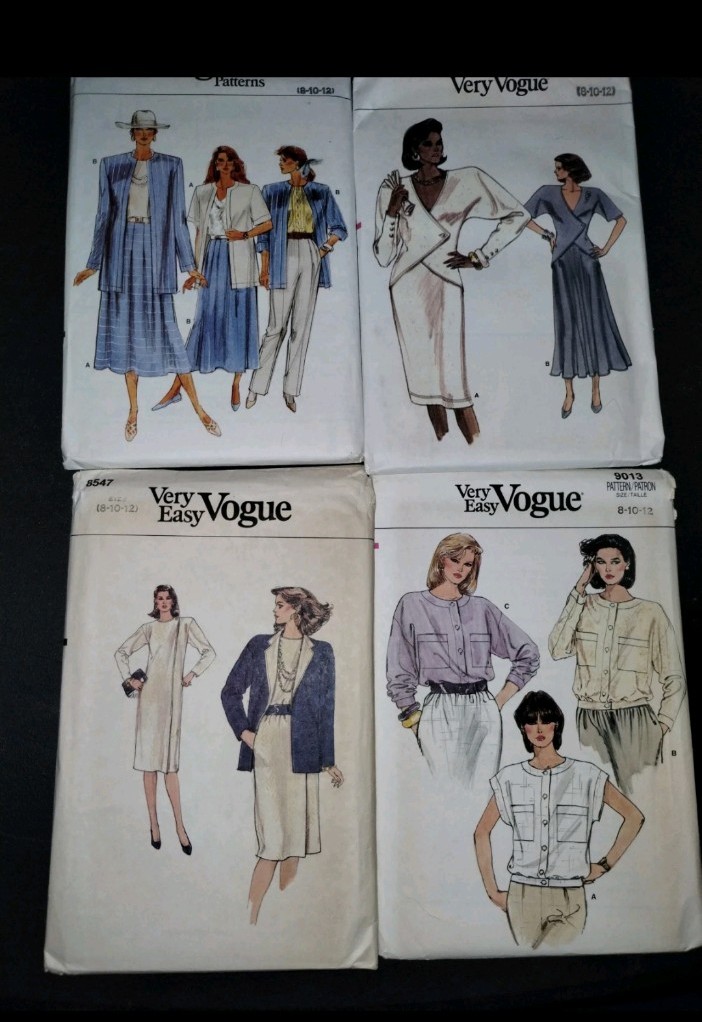 Four (4) Vintage Vogue Sewing Patterns Size 8-10-12 ***Uncut & Factory Folded