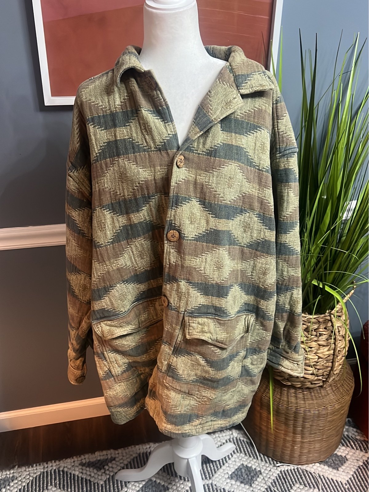 Vintage Internationsl News Aztec print jacket size XXL