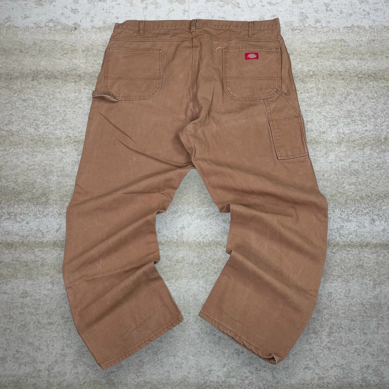 Vintage Dickies Carpenter Pants Camel Tan Canvas Baggy Dungarees Work Wear 90s