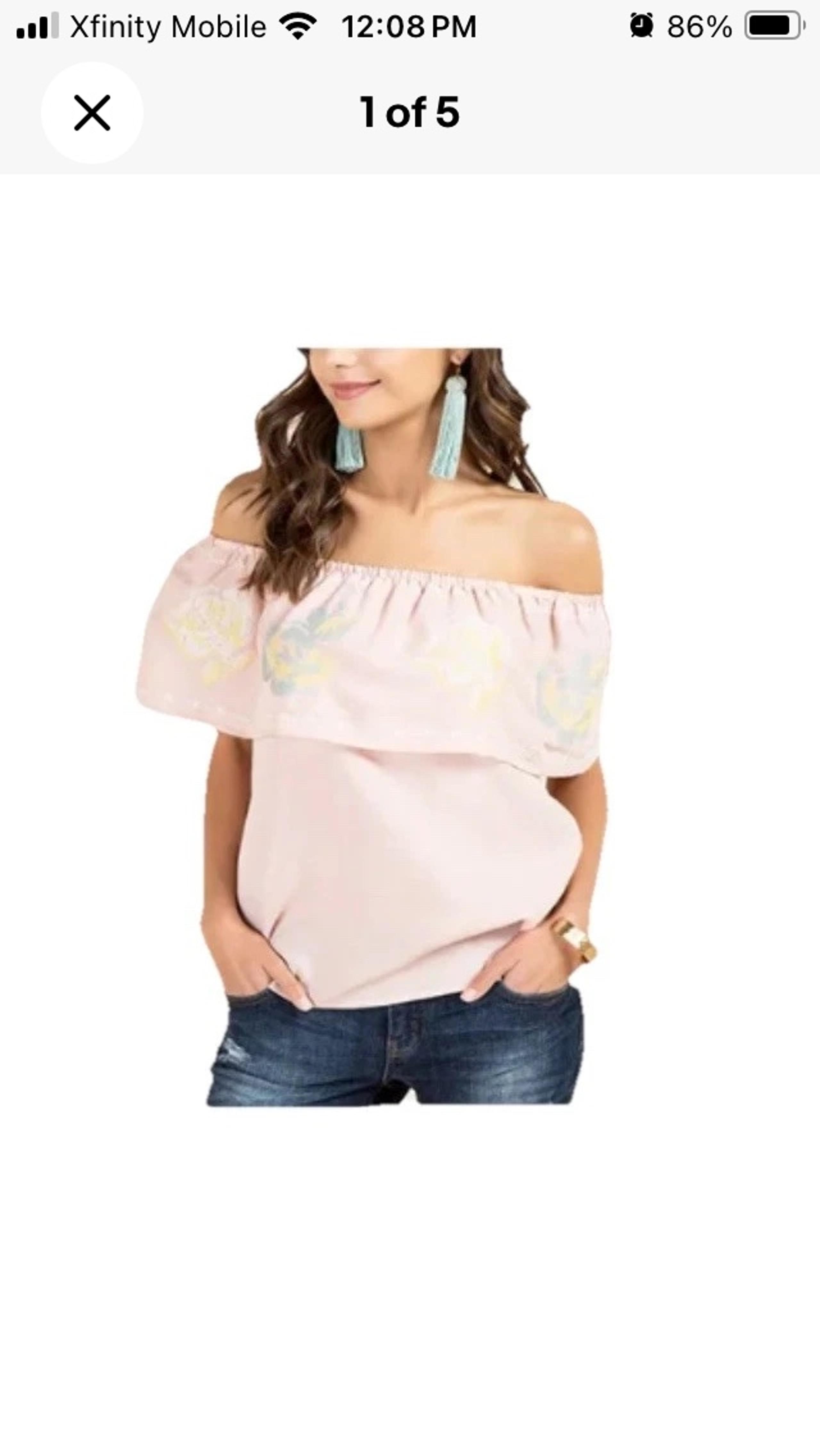 Miami On or Off The Shoulder Size S Callie Rose Pink Embroidery Women’s Top