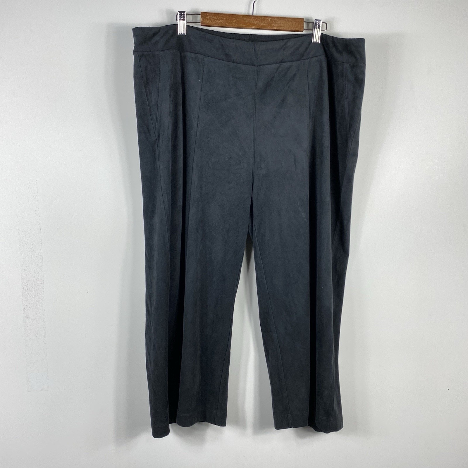 Soft Surroundings Plus Size 2X Soft Faux Suede Wide Leg Pull On Crop Pants Gray