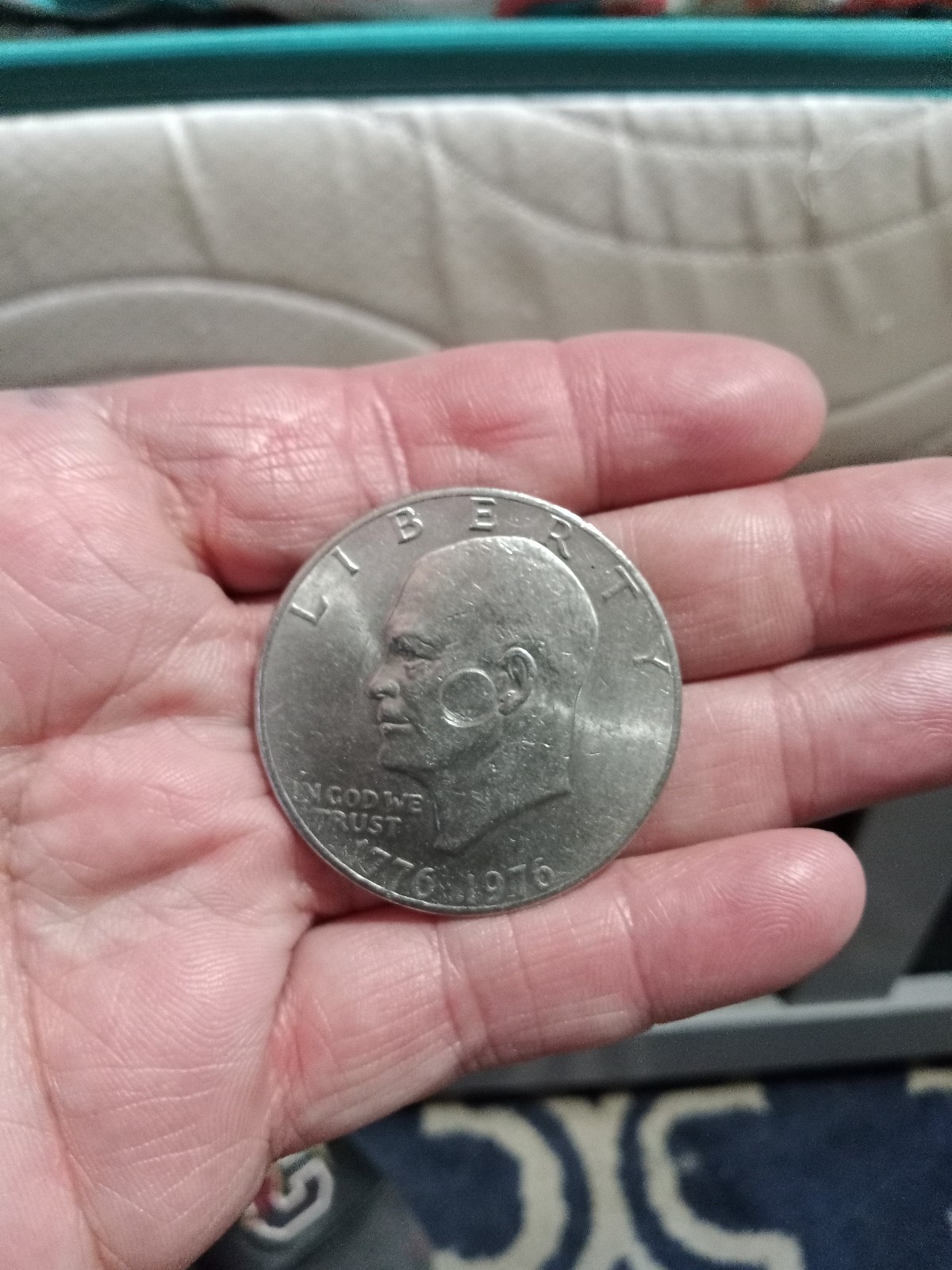 BICENTENNIAL IKE COIN. Distinct error on face
