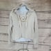 American Eagle Aerie Gray Hooded Lace Up Vneck Cropped Sweatshirt Medium