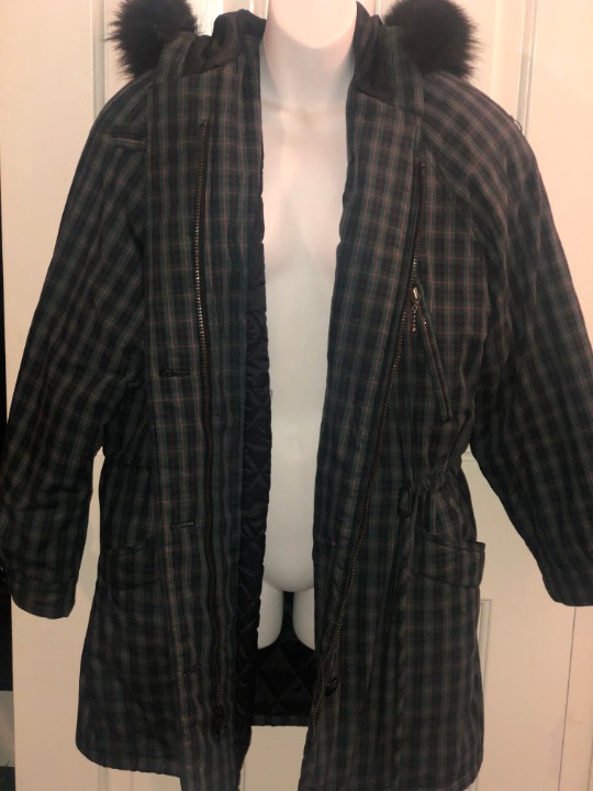 Evan Picone Plaid Parka Coat