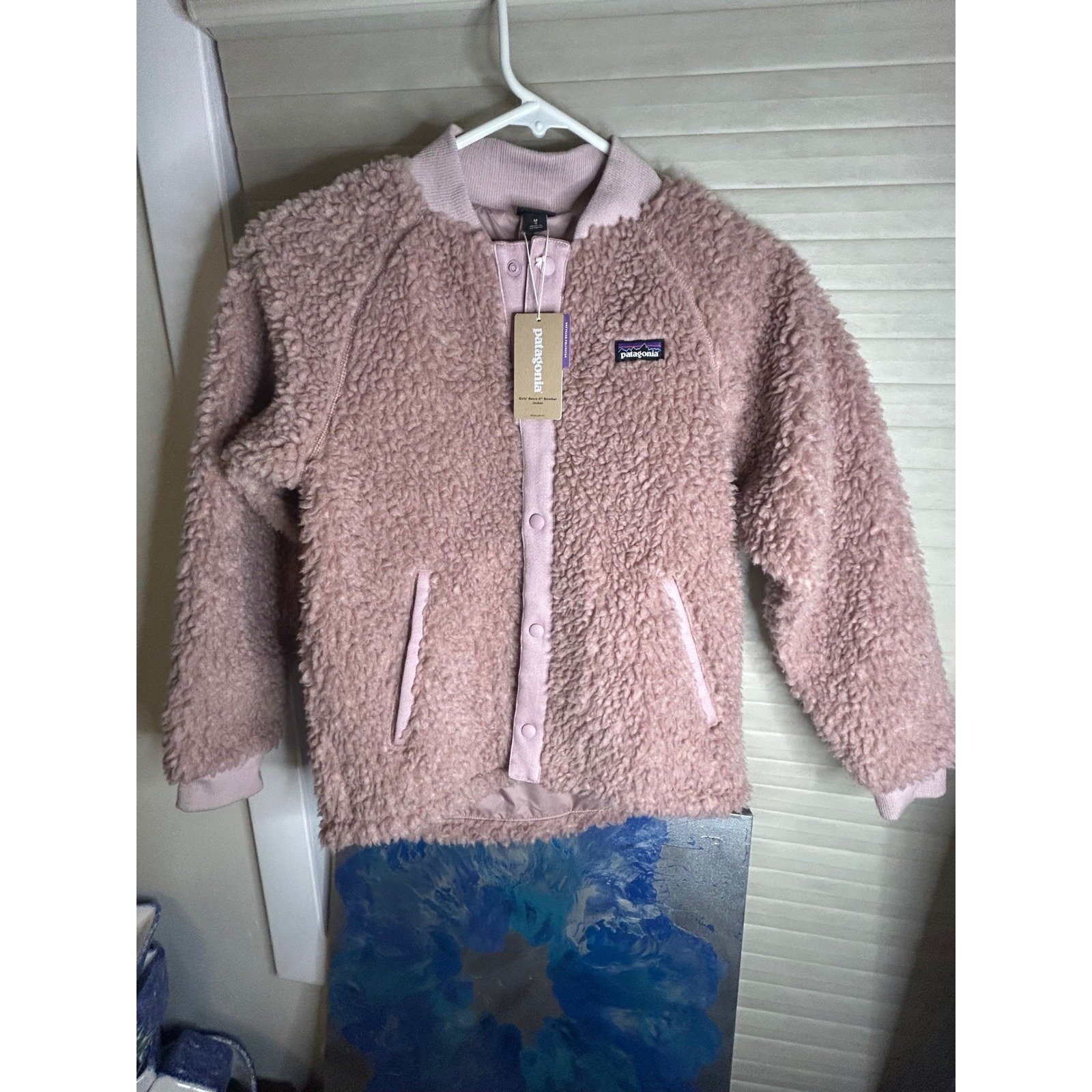 Patagonia Retro-X Bomber Jacket Fleece Button Front Pink Girls Size Medium (10)