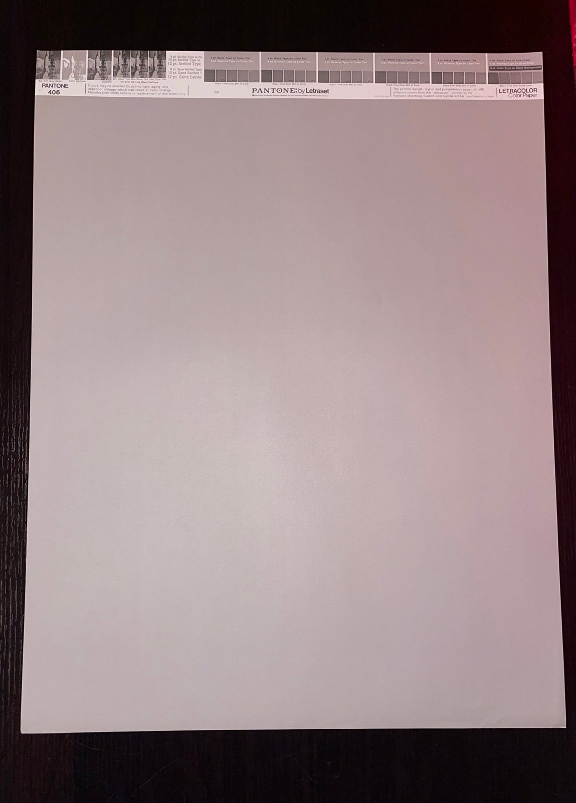 Vintage Pantone by Letraset • Letracolor Color Paper 406 • 26”x20” *RARE*