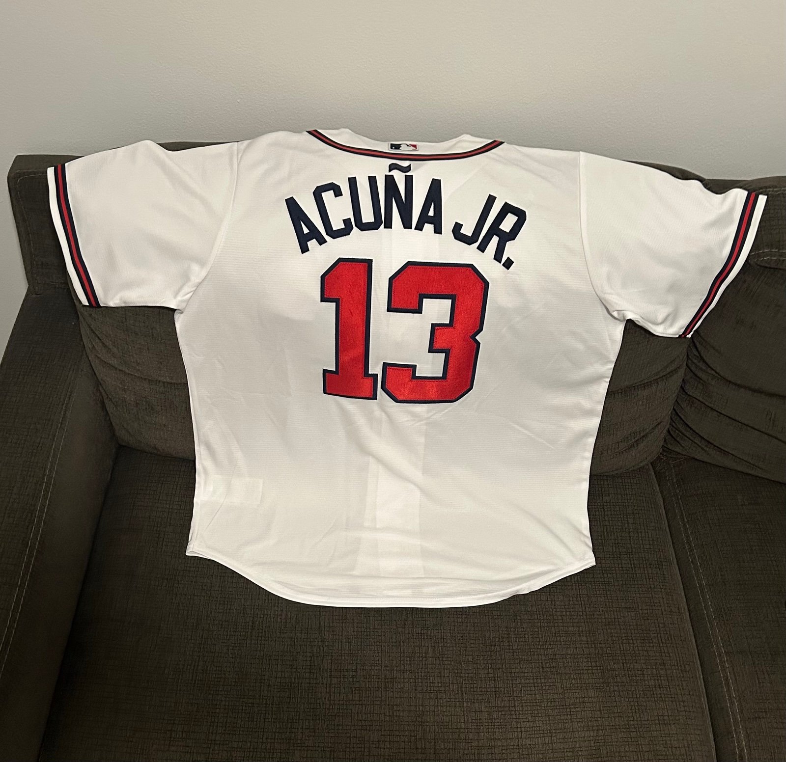 Nike Atlanta Braves Ronald Acuna Jr White Jersey MLB Baseball Men’s Sz: Large