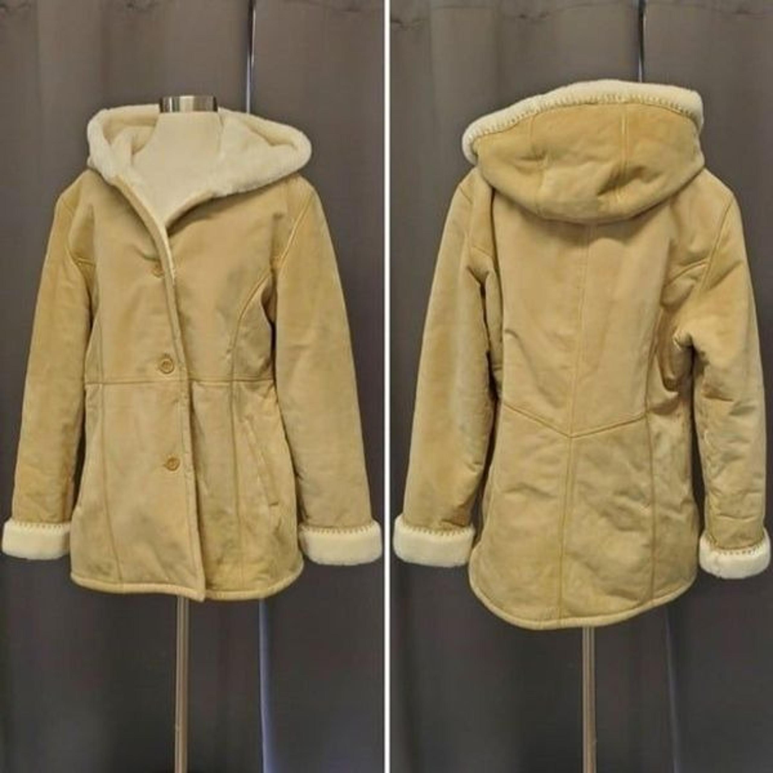 Vintage 90s y2k Wilson's Suede Leather Faux Fur Lined Coat Light Tan Woman's XL