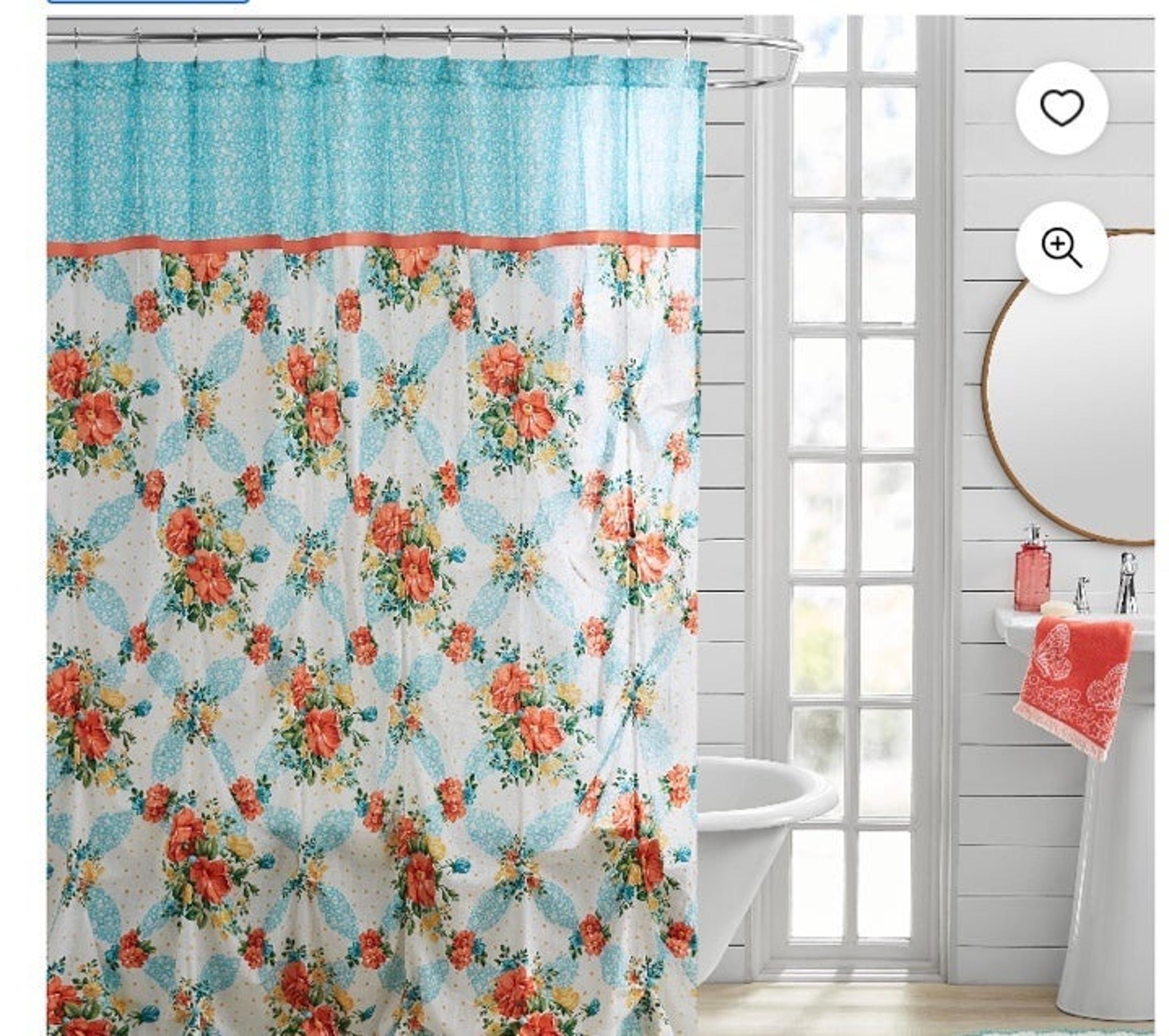The Pioneer Woman Vintage Floral Cotton Shower Curtain, 72"