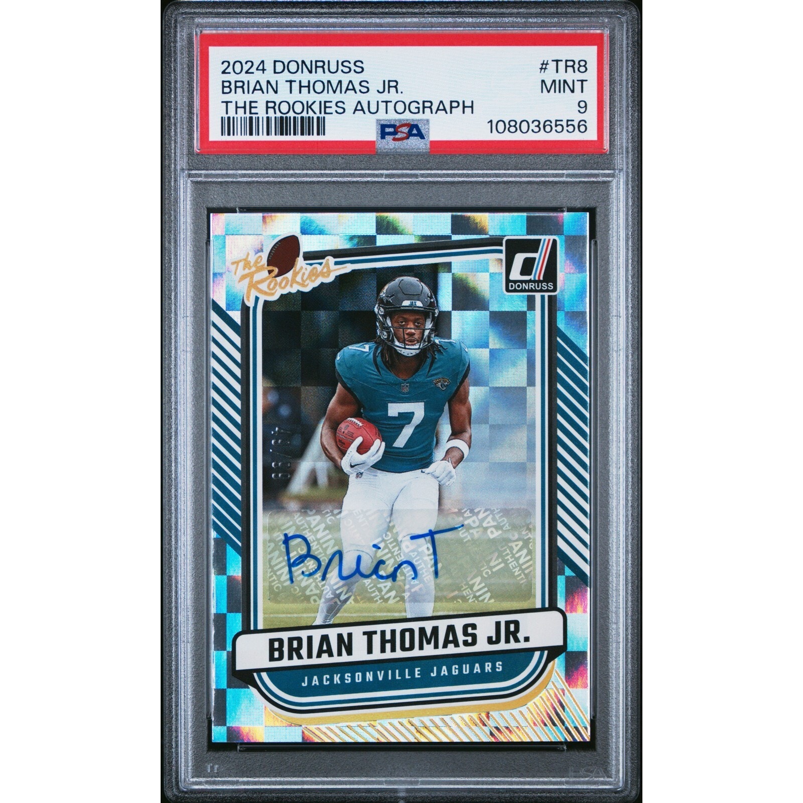 2024 Donruss Brian Thomas Jr. The Rookies Autograph #TR8 PSA 9 Jaguars /99 Pop 1