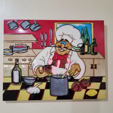 Vintage Art on Tile Chef & Tomato