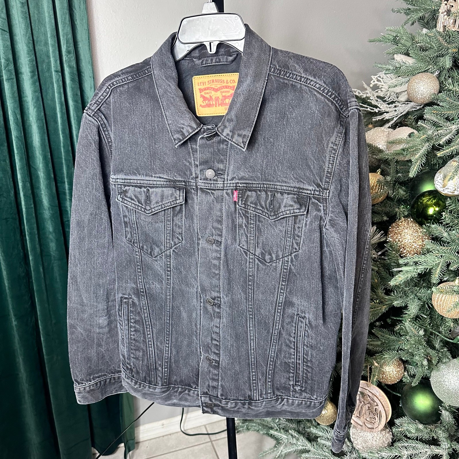 Levi's Strauss Trucker Jacket Black 100% Cotton Size XL Black