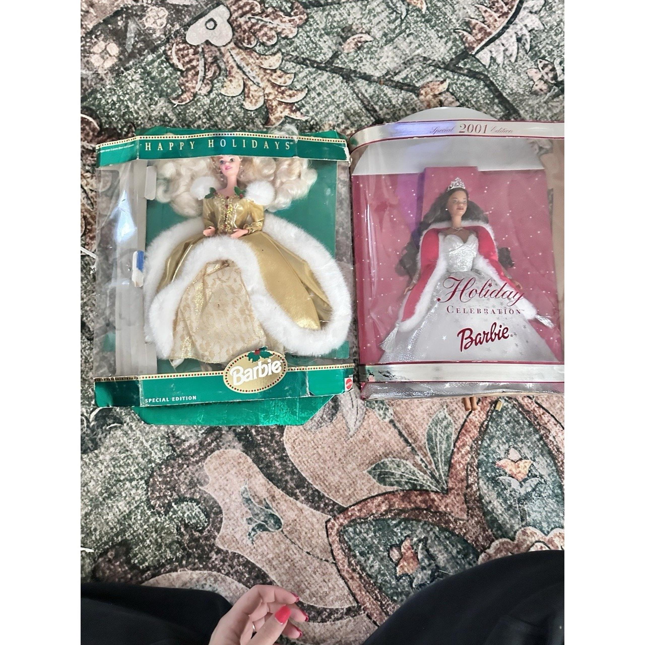 Barbie 1994 Happy Holidays & 2001 Holiday Celebration African American Doll