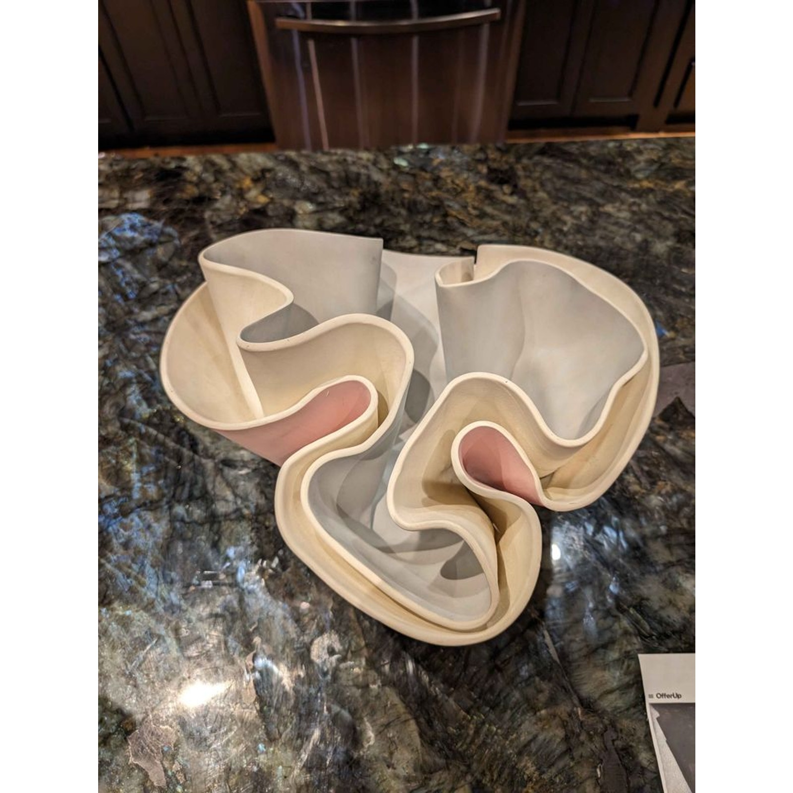 Rare Keith Fortley Vintage pink, blue, and white ceramic sculpture. Signed!
