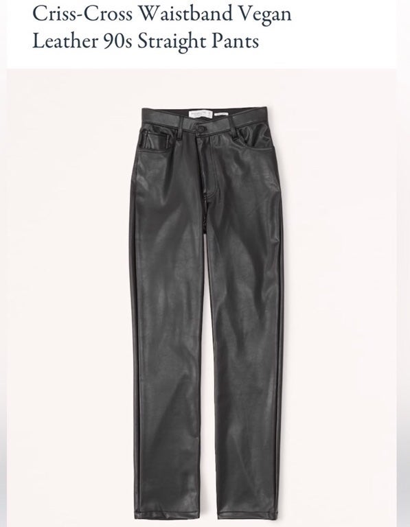 NWT❗️A&F Curve Love Black Criss-Cross Waistband Vegan Leather 90s Straight Pants