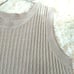 Spick & Span Knit Vest, Sleeveless, Ribbed, Side Slit, Beige