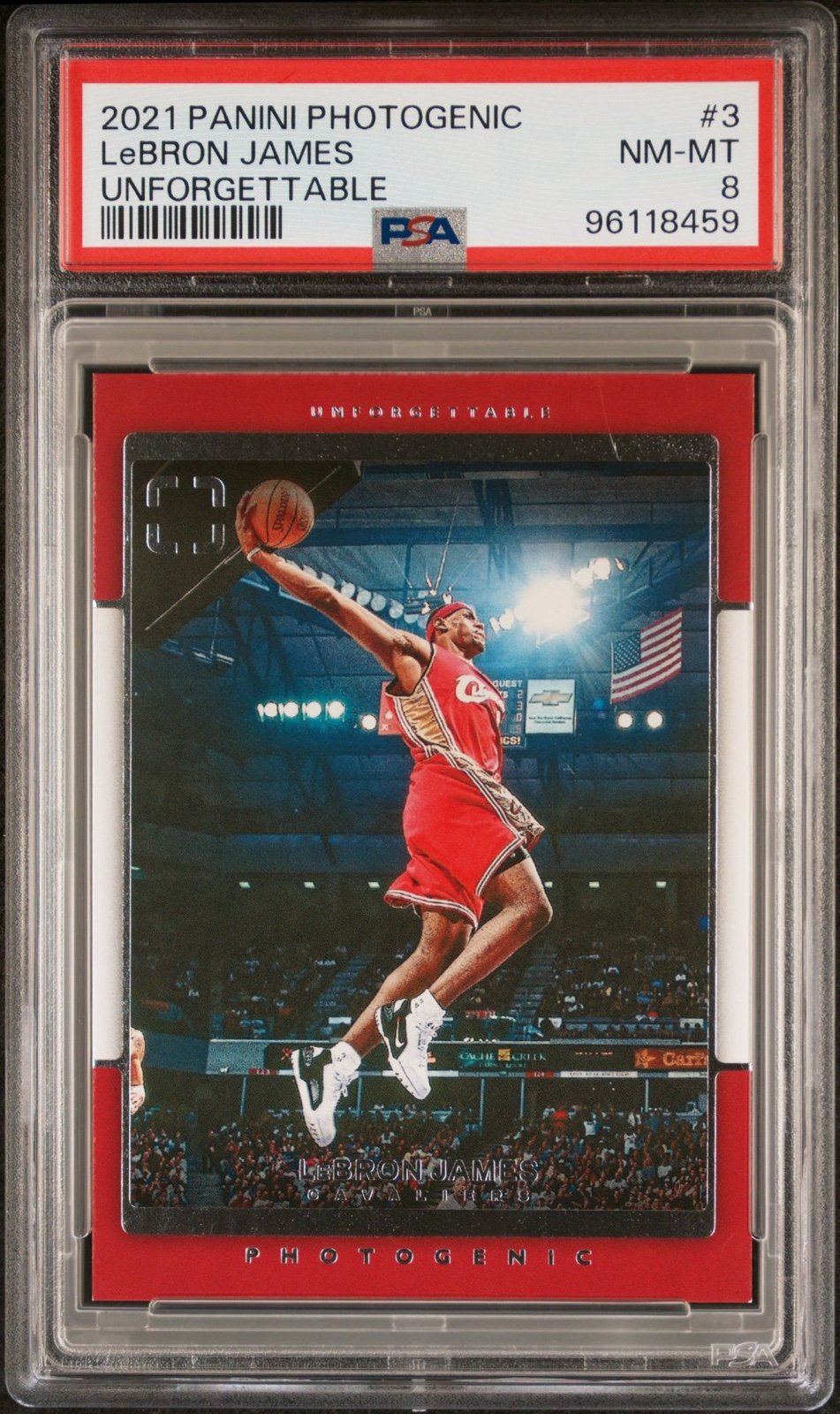 2021-22 Panini Photogenic - Unforgettable #3 LeBron James PSA 8