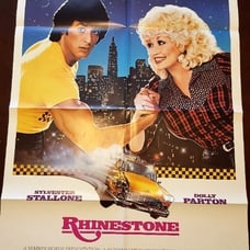RHINESTONE Movie Poster Dolly Parton Sylvester Stallone 14 x27 Original 1984 vtg