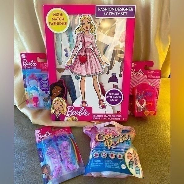 NWT color reveal backpack Barbie paper doll and doll accessories lot