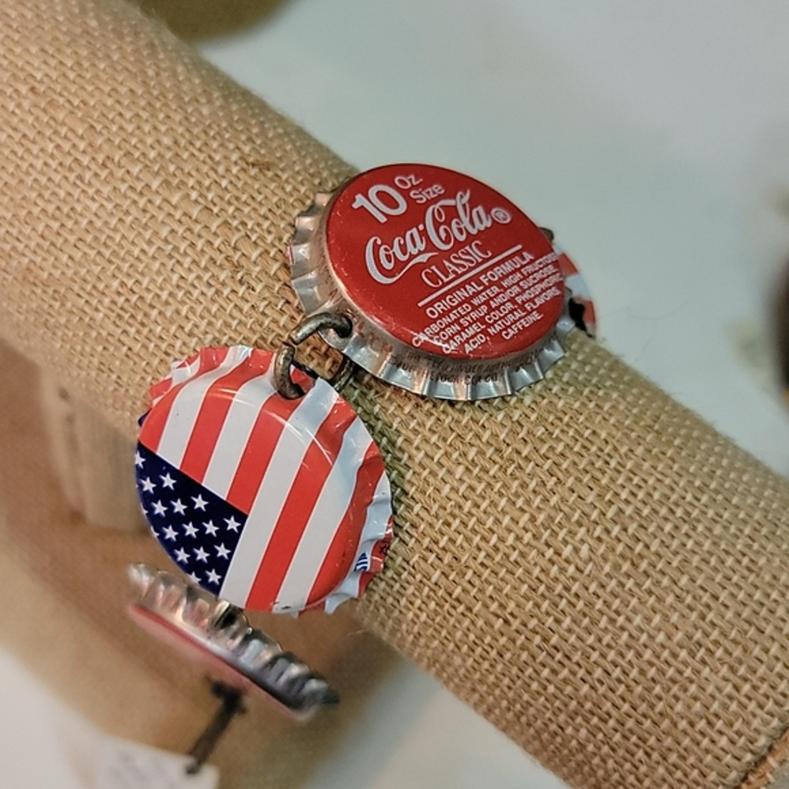 Vintage Coca-Cola American Flag Soda cap Bracelet
