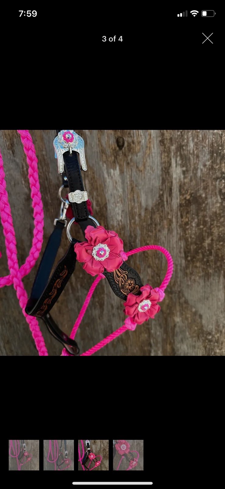 Pink floral tulled lariat and halter combo