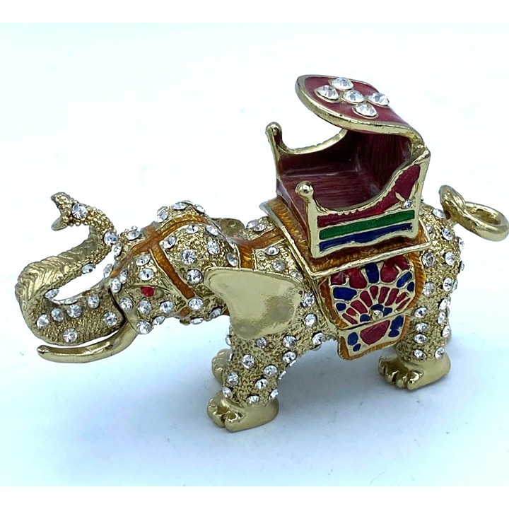 Sparkling Ciel All Jeweled Maharaja Elephant Trinket Box Hand Set Jewels