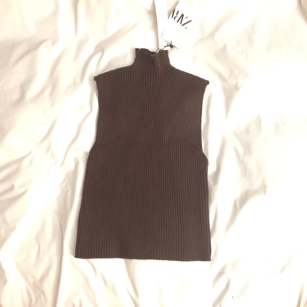 Zara soft ribbed mock neck tank