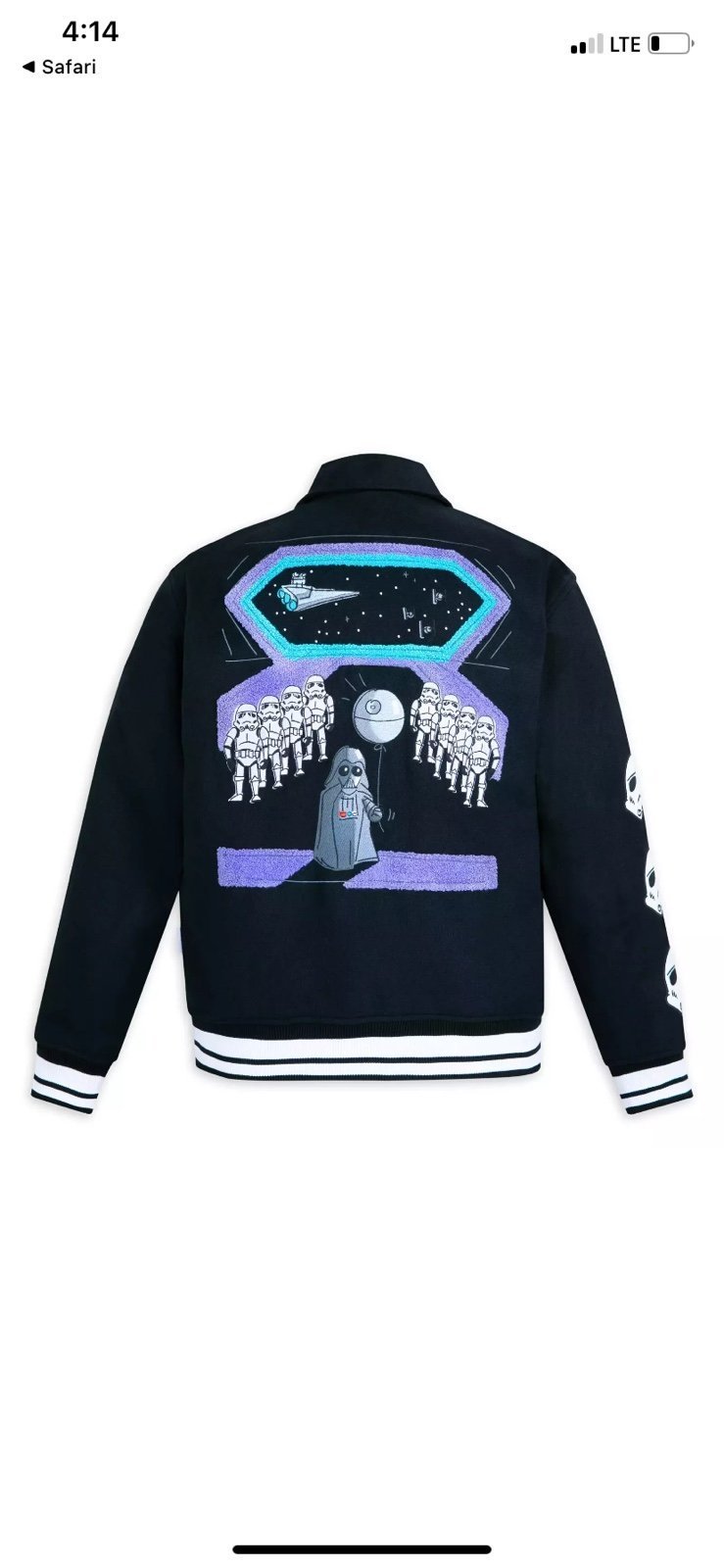 NEW Star Wars Jacket Medium Darth Vader Artist Will Gay Varsity Disney Park