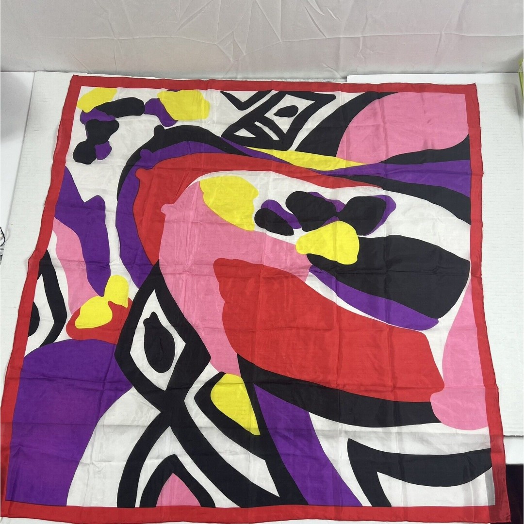 Silk Square Scarf Golden Camel of Shanghai Hand Rolled and Hand Printed Colerful