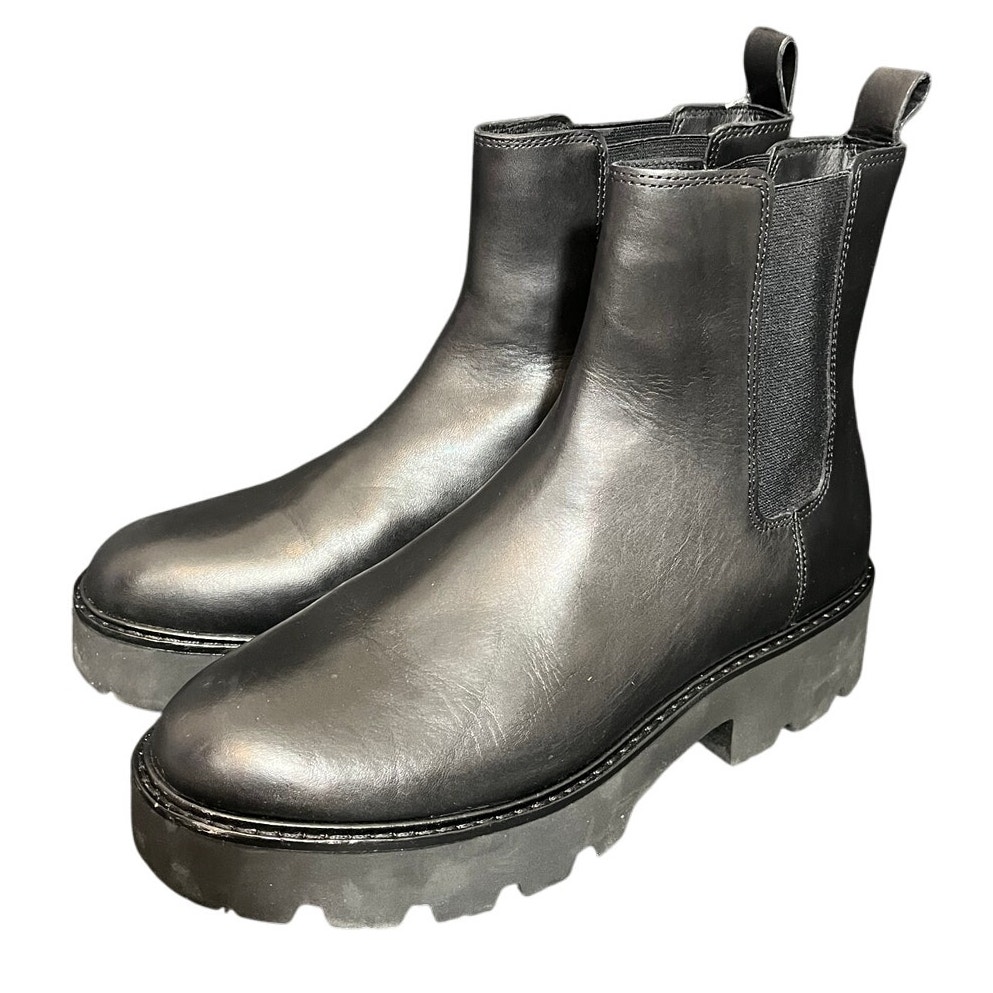 J.CREW LUG-SOLE CHELSEA BOOTS IN LEATHER BLACK CHUNKY GRUNGE MOTO SIZE 10M