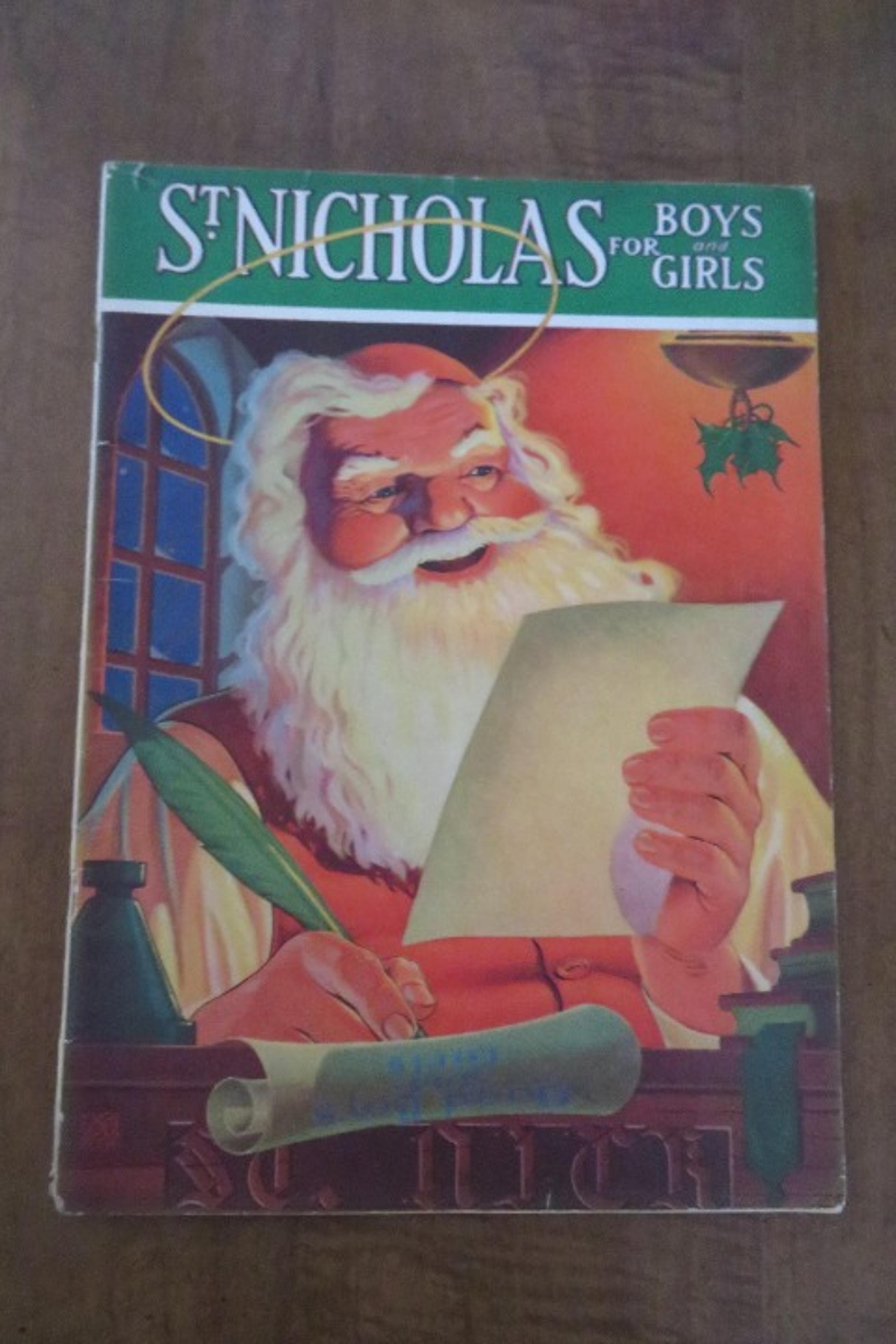Antique 1934 St. Nicholas For Boys and Girls Magazine w/ Santa Cover (4C)
