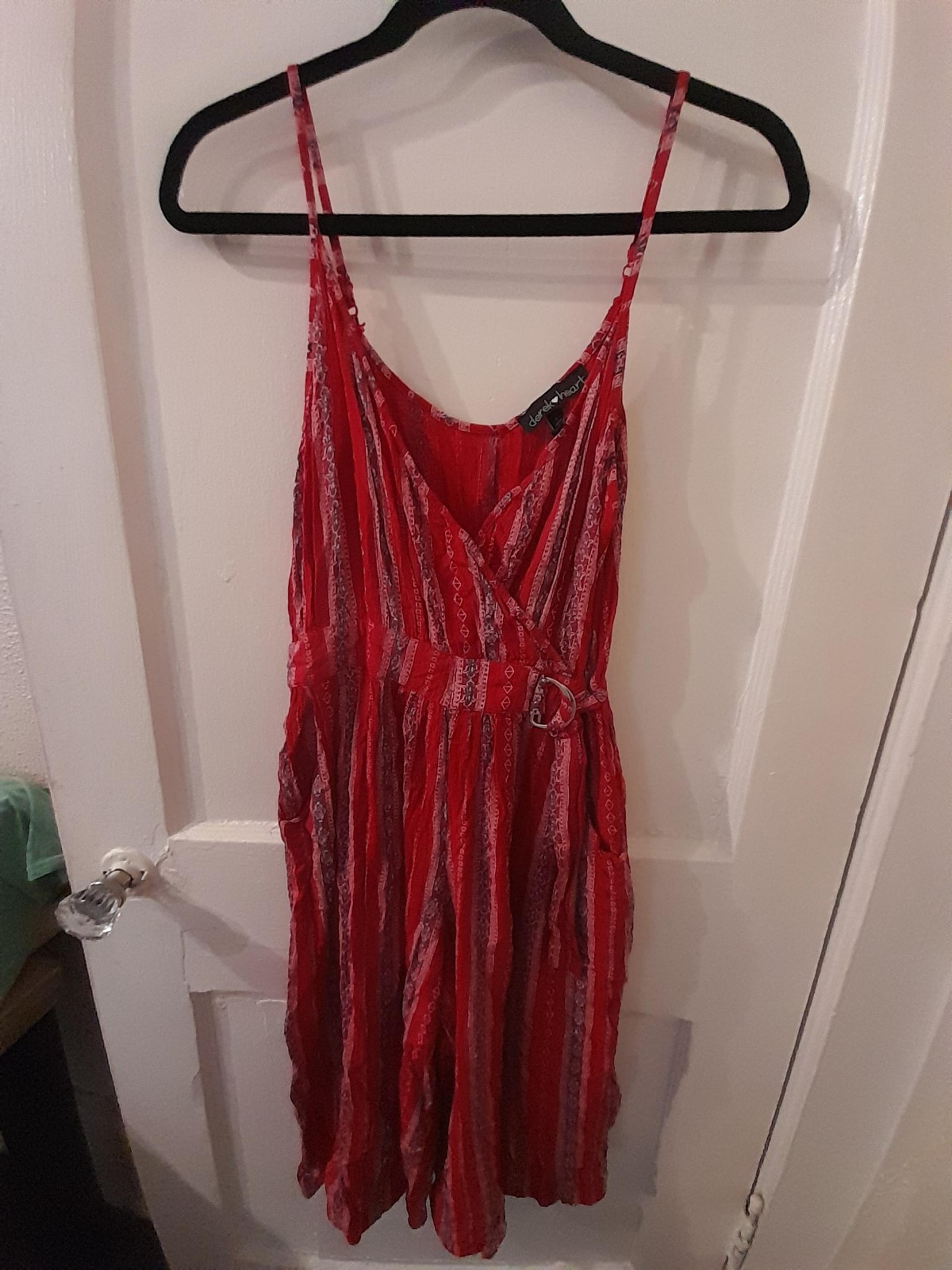 Designer "Derek Heart" Women's Large Red Spring and Summer Shorts Romper.