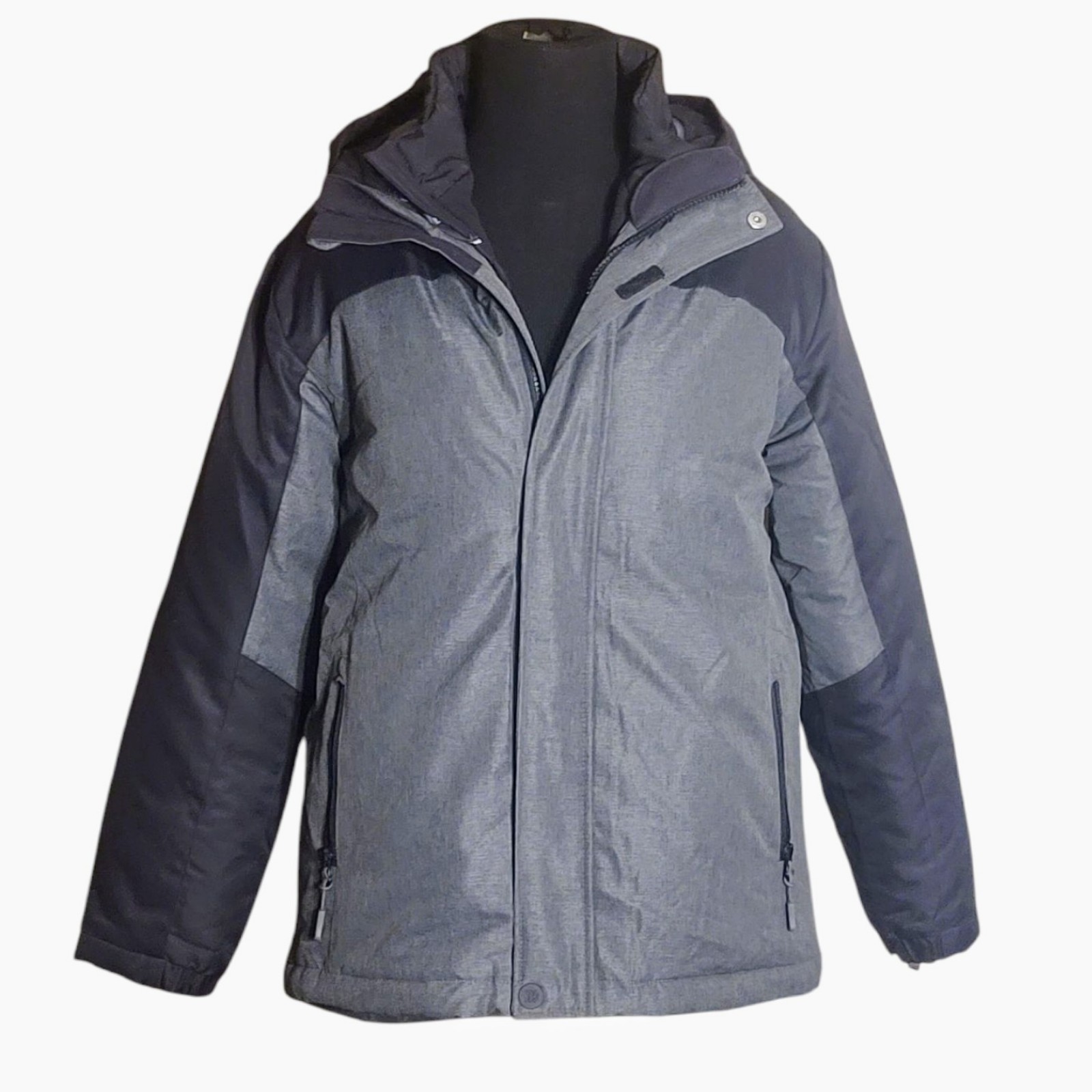 All In Motion Boy's Gray and Black 3-n-1 Insulated Hooded Jacket Size L (12/14)
