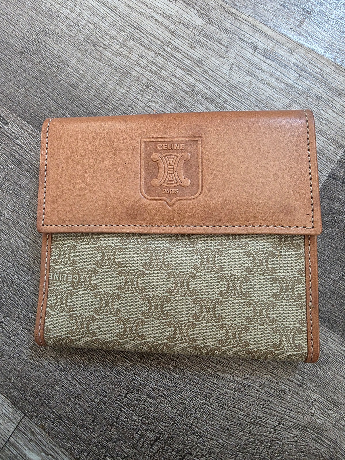 CELINE paris vintage foldable leather wallet macadam monogram classy preppy