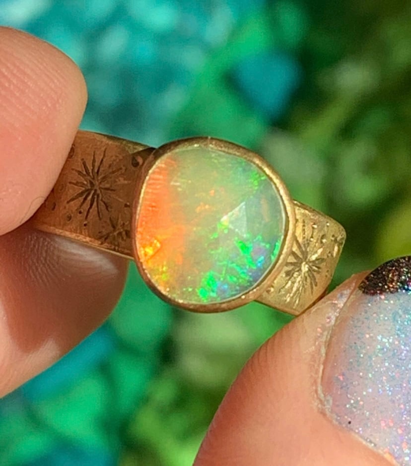 ethiopian opal Ring - opal ring - 6.5 ring - real opal jewelry