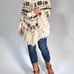 J.Crew Womans Poncho Wool Retro Vintage One Size Off-White Tan Brown Hood