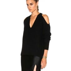 NILI LOTAN BLACK CASHMERE CELESTE SWEATER Cold Shoulder SMALL 697.00